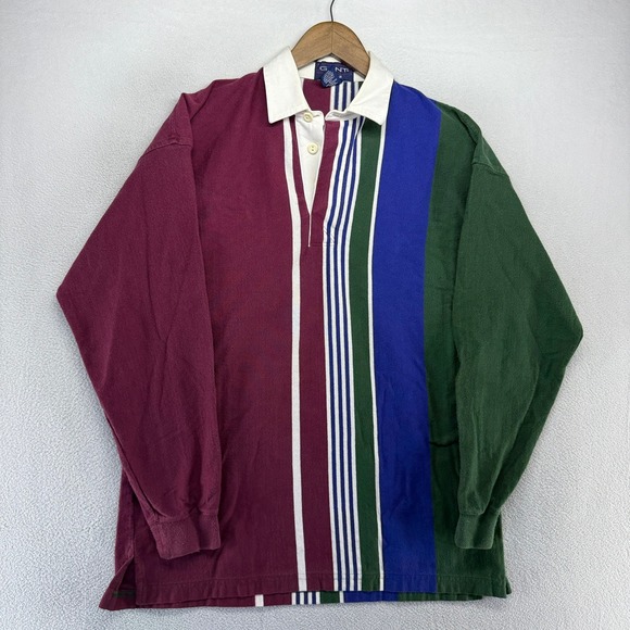 Gant Other - Vintage Gant Rugby Shirt men's Medium Red Blue Green Vertically Striped 90s Peru